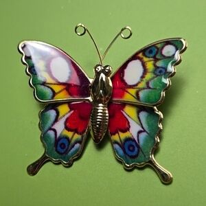 Colorful Butterfly  Brooch Enamel Butterfly Brooch Pin In Goldtone